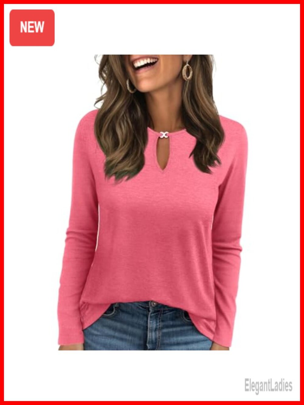 Long Sleeve Crew Neck Casual Fall Top for Women Loose Fit Pullover T Shirt